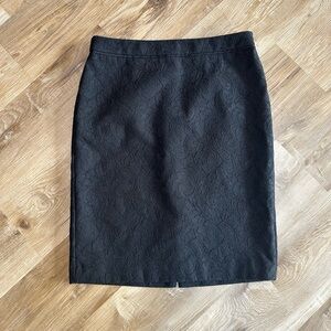 Ann Taylor Black Floral Jacquard Pencil Skirt